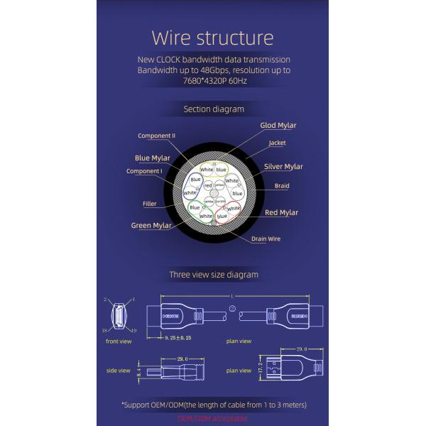 1m 1.8m Gold Plated Hign Speed Am To Am Support 4k 3d 2160p Cavo Kabel Cabo Kable 8k Hdmi Cable