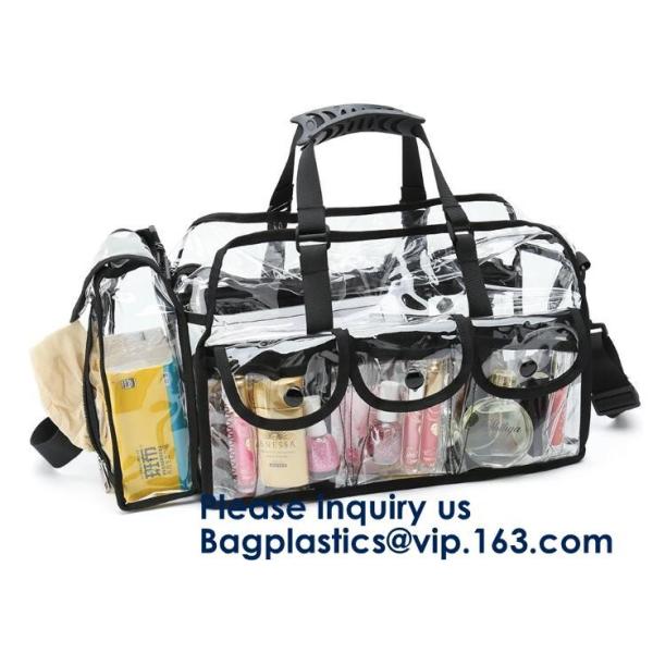 Clear PVC Bag With Zipper Interior Pouch And Detachable Shoulder Strap,Cosmetic Tote Bags With Zipper Closure, bagease