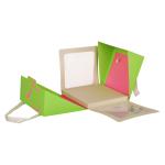 Green Paper Cake Packaging Box With Plastic Window Ribbon Handle