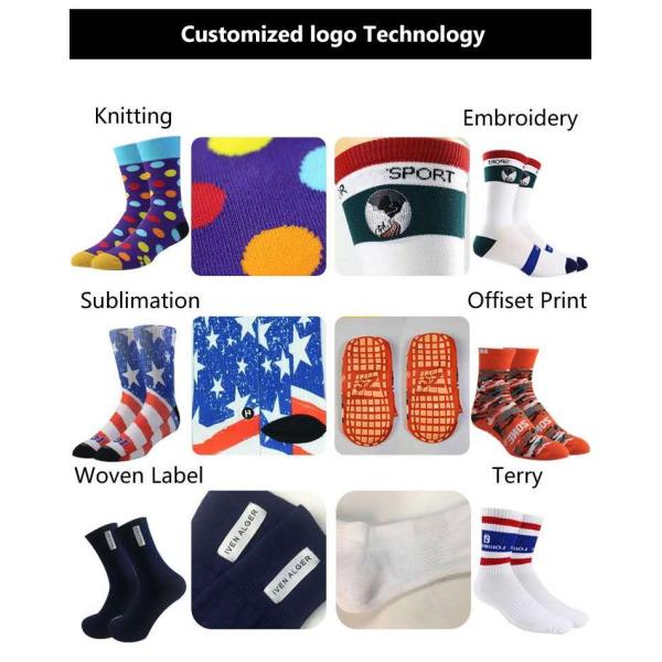 Custom Soft Cotton Crew Socks Knitted Breathable Colorful