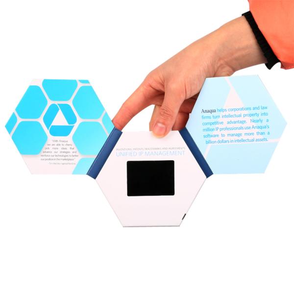Quality Hexagon 256MB LCD video brochure card , audio video business cards For Marketing ODM for sale