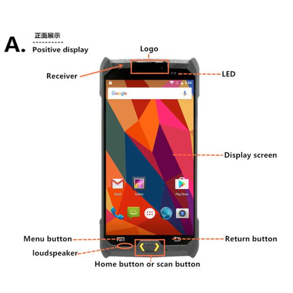 Handheld Rugged IP67 Personal Digital Assistant , 5" Industrial Barcode Scanner
