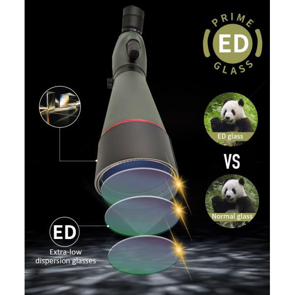 Shockproof IPX7 20-60x60 ED Birding Spotting Scope With Carrying Bag