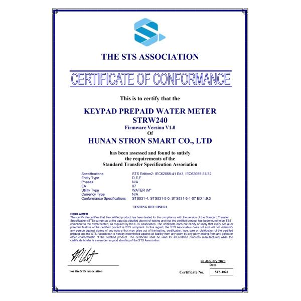 NEMSA Certificated STS Split Keypad Prepaid RF Brass/Plastic Intelligent Water Meter with CIU