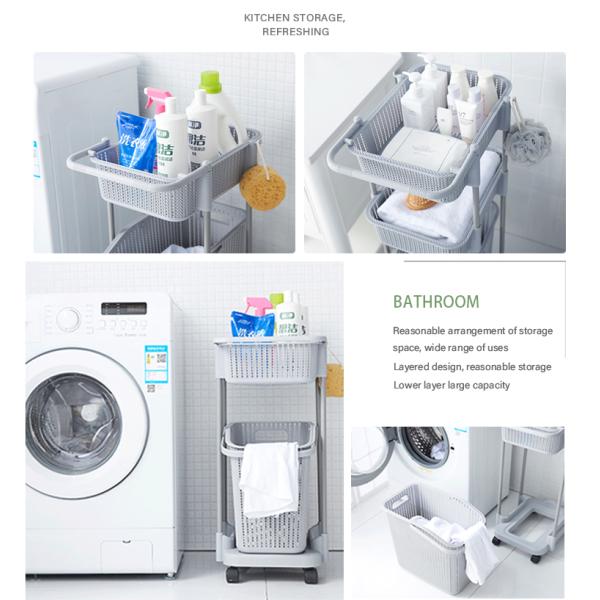 Stackable 72cm 2 Tier Plastic Laundry Hamper With Wheels