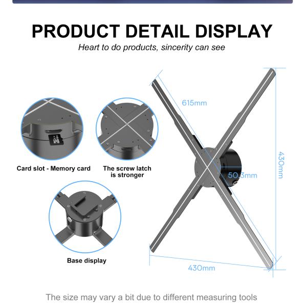 2300 Brightness 3D Holographic Fan with Wifi Control and Rotating Holographic Display