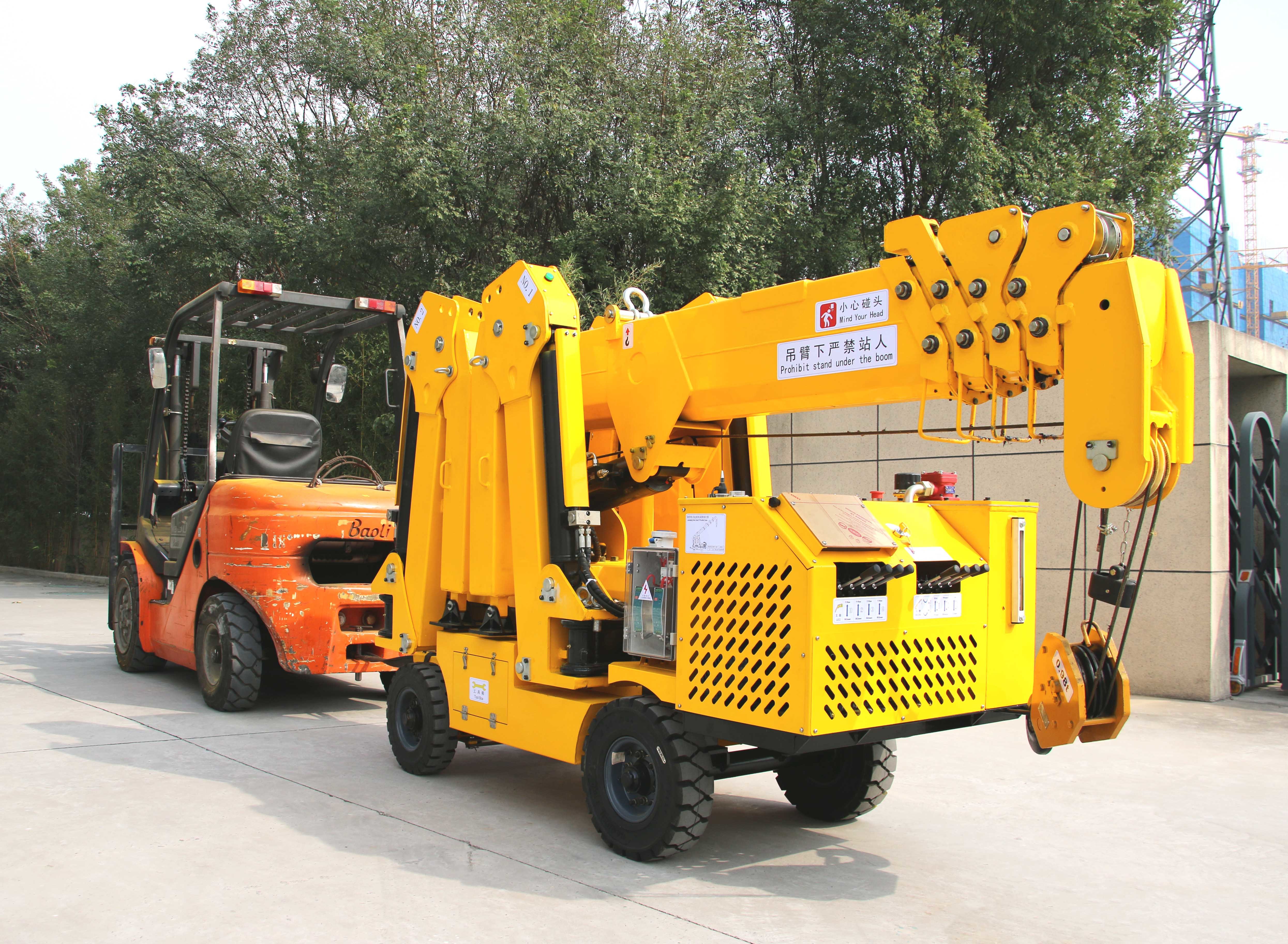Electric and Diesel Power Source Spider Crane with Telescopic Boom Reach