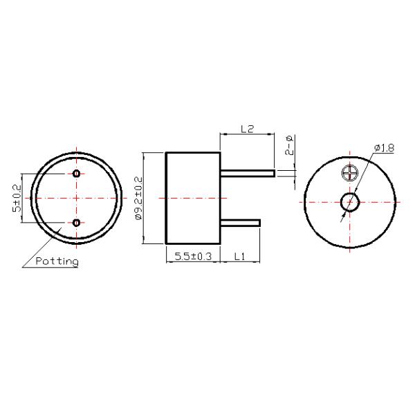 3V 5V Electromagnetic Buzzer D9.5 X 5.0 mm Electric Door Buzzer For Security