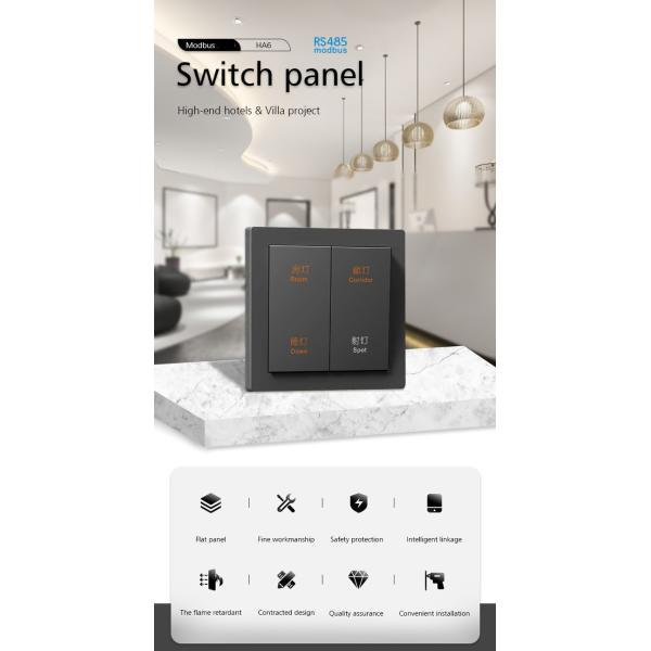 86mm Modbus Wall Switch , Home Lighting Switches Two Gang Push Button