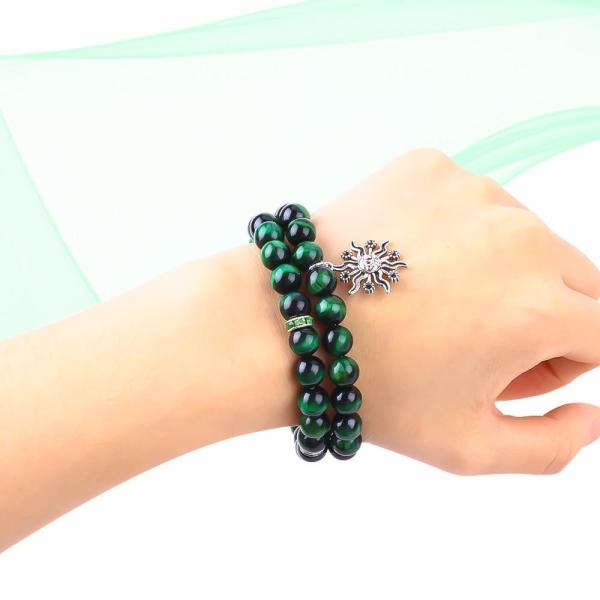 Handmade Round Green10mm Tiger Eye Bead Bracelet Crystal Healing