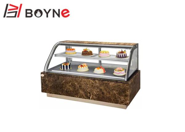 Quality Countertop Glass Cake Showcase Chiller , 2Layer Cake Arc Shape Shop Display Counters for sale