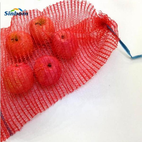 Drawstring Sealing Raschel Mesh Bag for HDPE Recycle Onions Packaging in Yellow