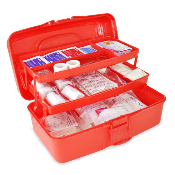 Portable Plastic First Aid Kit Boxes With Three Layers DIY Content For Emergency