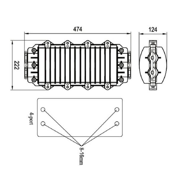 Mini Horizontal 12F 48C 96 Core IP67 Fiber Optic Enclosure