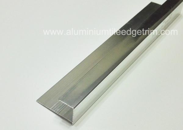 Quality Decorative  Aluminium Tile Edge Trim , Silver Straight Edge Square Metal Tile Trim Profiles 11mm for sale