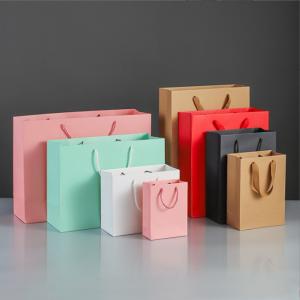 Wholesale Reusable Biodegradable Top Handle Bag Customized Kraft Paper Gift Packaging Bag from china suppliers