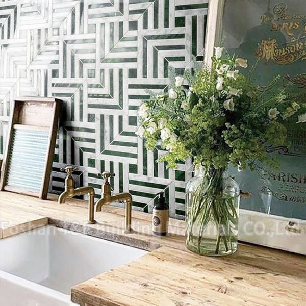 Stone Mosaic Marble Non Slip Floor Tile For Dining Room Kitchen Washroom