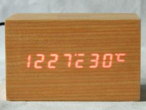 China Digital Jumbo LED Wood Clock Vintage Table Wooden Alarm Clock on sale