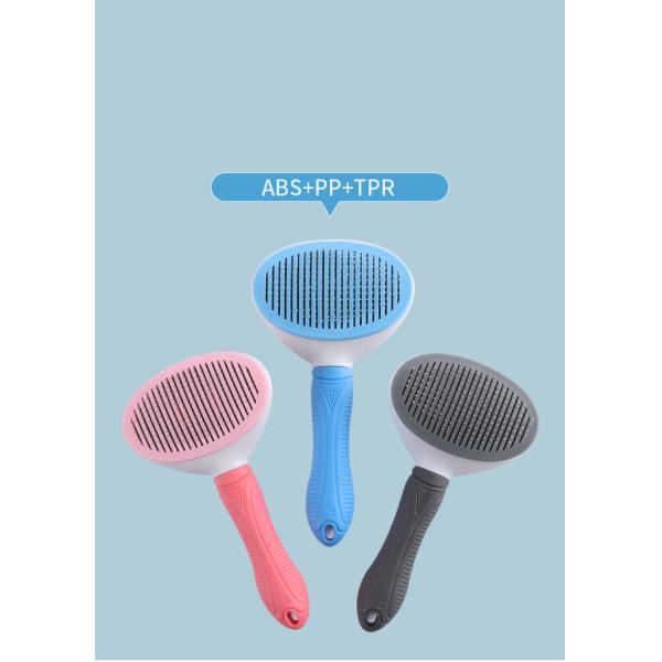 Pet Hair Remover Comb Gray Dog Grooming Brush Self Cleaning Slicker Portable Custom Logo