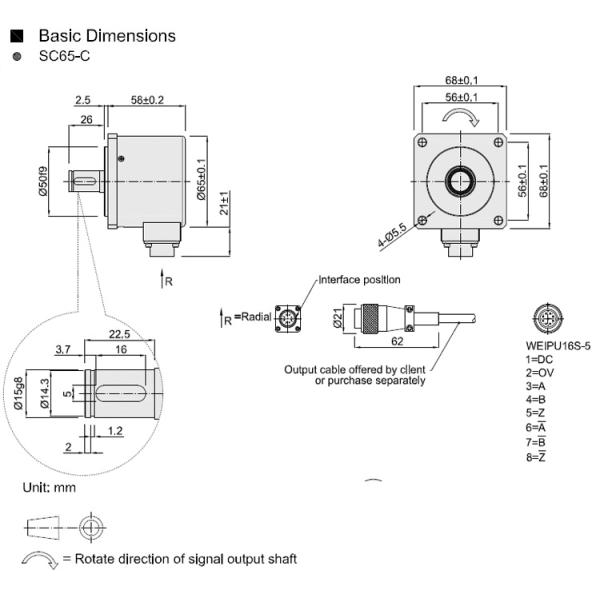 Heavy Duty Industrial 10000 Ppr Encoder SC65F Diameter 65mm With Flange