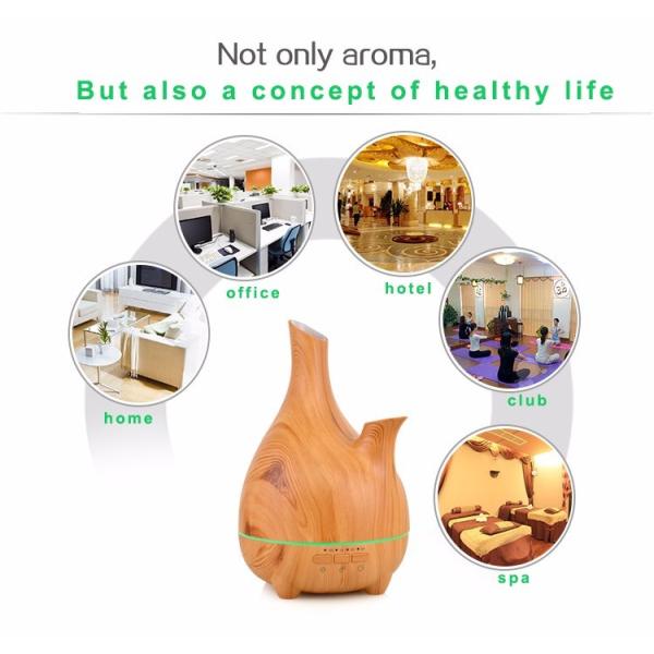 Ultrasonic 500ml Wood Grain Diffuser With Flower Arrangement Tank