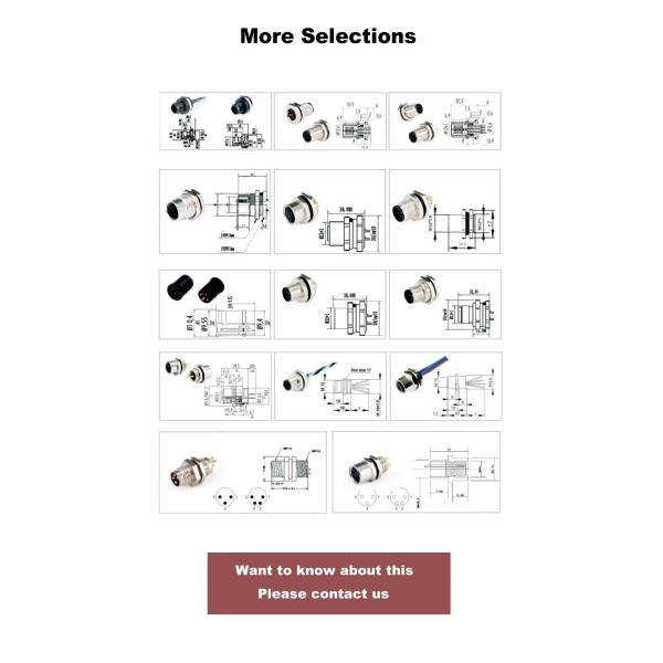 Industrial M12 3 4 5 6 8 12 17 Pin Connector Male Female Plug Socket Straight Overmolded Circular Connector Connectors Product