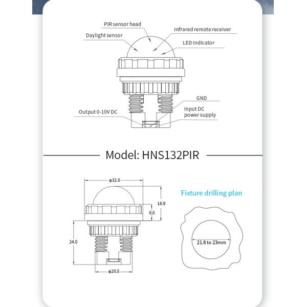 HNS132PIR Zhaga Book 20 Infrared Remote Control IP65 PIR Motion Sensor