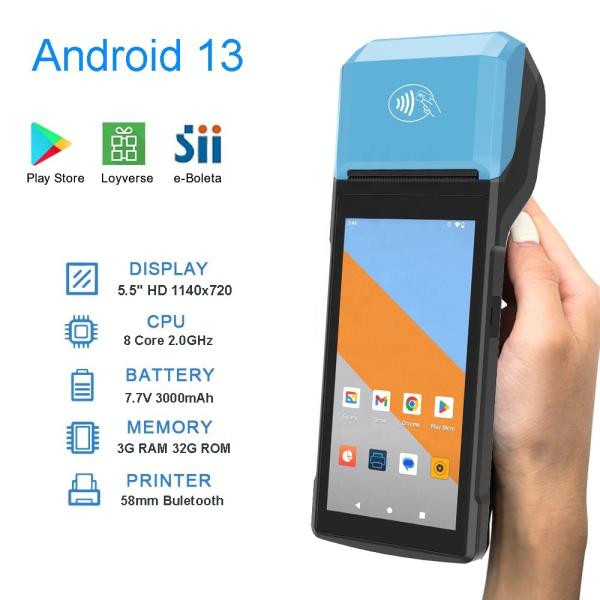 Quality NFC All In One POS Terminal Wireless With High Speed 58mm Thermal Printer for sale