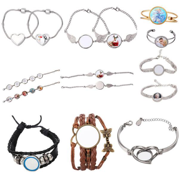 Personalized Sublimation Angel Wings Bracelet Creative Souvenir Gift Sublimation Metal Charm Bracelets