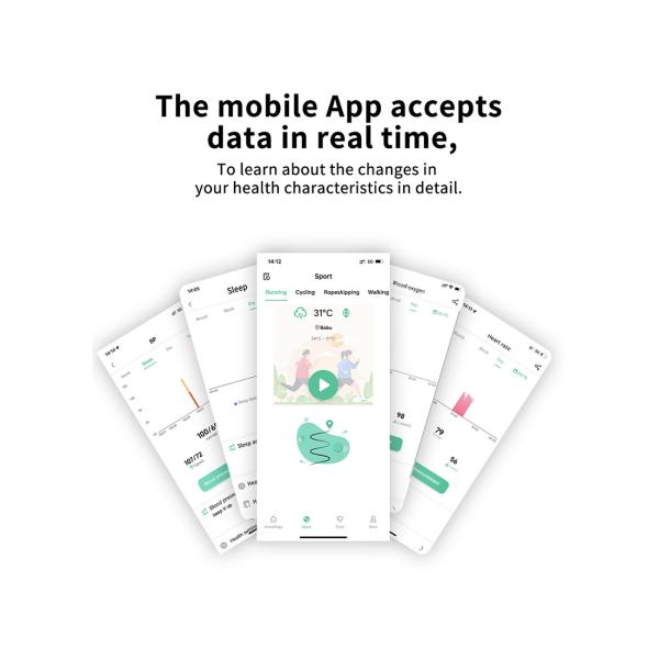 Heart Rate Monitor Bluetooth Fitness Health Tracking Smart Ring Blood Oxygen Sleeping Monitor Ring