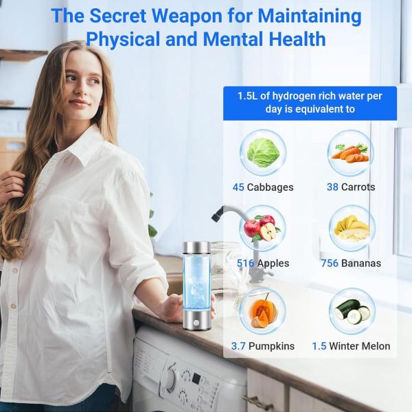 Wholesale Best Selling SPE PEM USB Rechargeable Portable H2 Rich Hydrogen Generator Glass Water Thermos Bottle