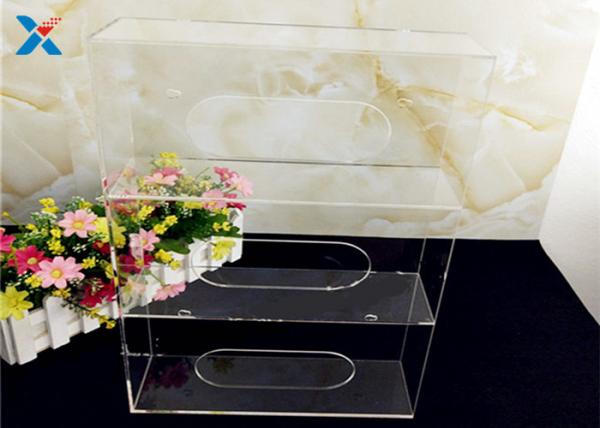 Medical Acrylic Display Case Acrylic Glove Dispenser With 2 4 Boxes Silk Screen Printing