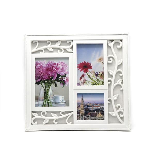 Quality Flower Pattern 3 Picture Collage Frame , Wall Hanging Picture Frames for sale
