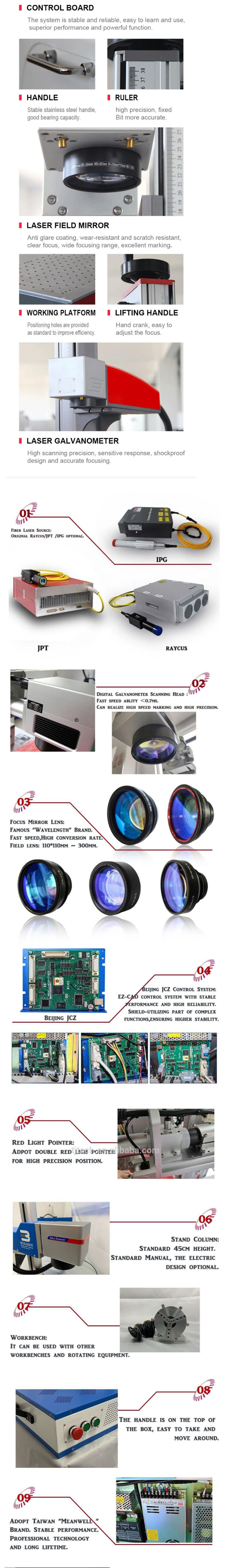 10w/20W/30w/50w Mopa Fiber Laser Color Laser Marking Machine for Colorful Marking Might Easy to Operate Optical Lens