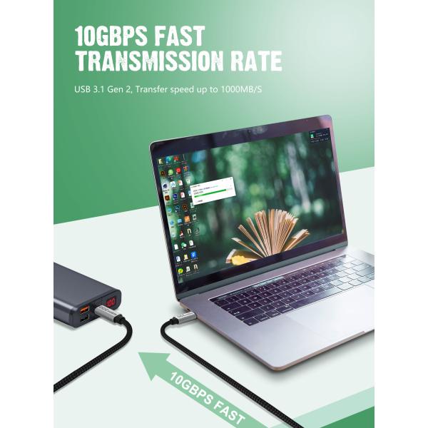 Super Strong Kevlar 100W USB Type C Charging Cable Gen2 For Mobile Phone