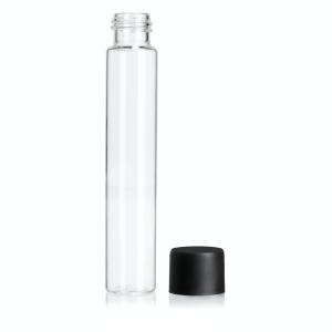 China 115mm Glass Pre Roll Tubes With CR Cap Smooth Black Childproof Glass Tube Packaging on sale