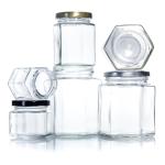 Customized Shape 250ml 300ml 400ml 500ml Hexagonal Shape Glass Honey Jars