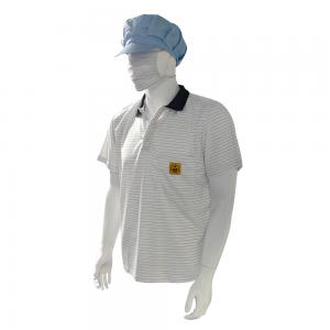China 7MM Stripe ESD T-Shirts Polyester Conductive Silk Knitting Anti Static POLO Shirts on sale