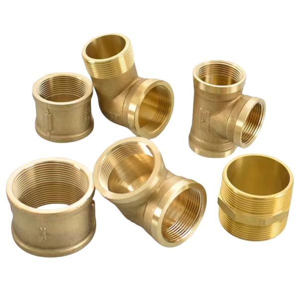 Water Pipe Copper Equal Tee Brass Threaded Fittings for Customized Support PN25 Gold Color Water Supply Needs Solution