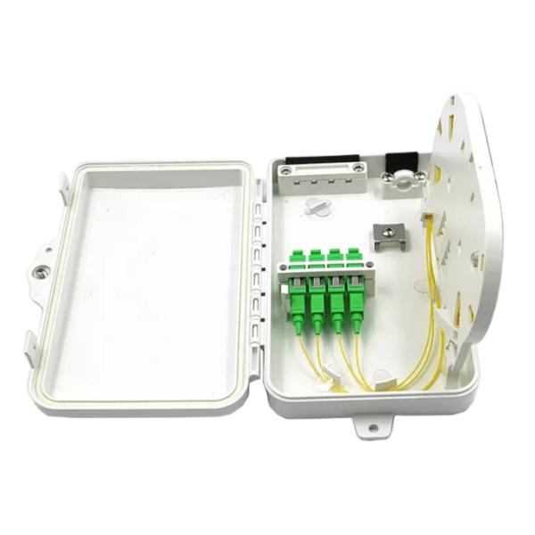 4Port Fiber Optic Terminal Box SC Simplex SM Cables White Waterproof IP-66