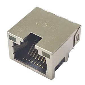 4.2H RJ45 Single Port Shield DIP / Sink Plate RJ45 Modular Jack Tab UP 1x1 With Leds