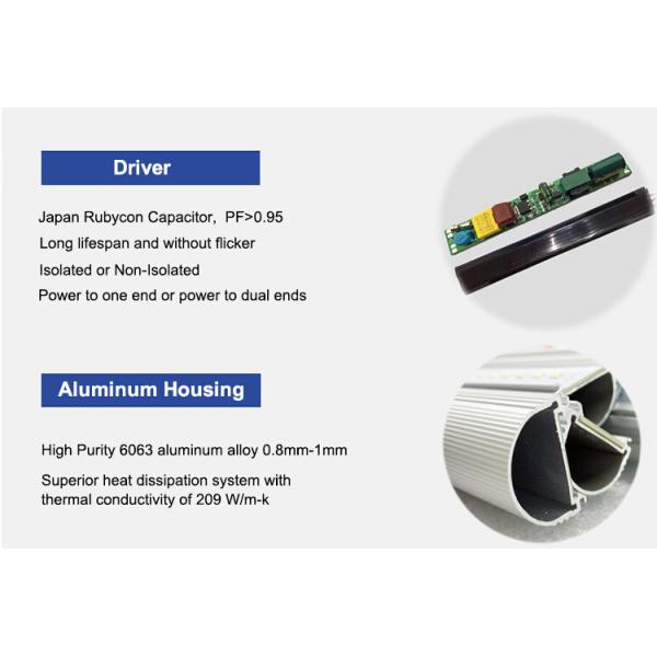 High Power 22w T8 SMD LED Fluorescent Tube Aluminum 1.2m G13 2700 - 6500K