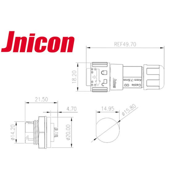 Jnicon LED Waterproof Plug Socket 10A 3 Pin Push Locking Panel Mount