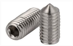China 18-8 Stainless Steel Hexagon Socket Set Screw with Cone Point  DIN914 Headless Screws on sale
