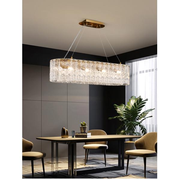 Luxury living room chandeliers blue glass hanging lamp rectangle chandelier kitchen lights hanging(WH-CY-194)