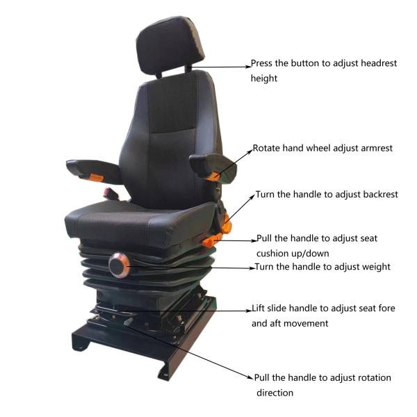 Swivel Car Seat with Mechanical Suspension Sliding Rail and Adjustable Back Angle