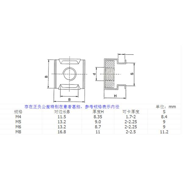 Metric Measurement System Customization 304 Stainless Steel M4 M6 M8 Cage Nuts for Square Nut and U Clip Nut Chrome Plated
