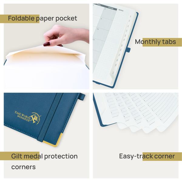 10.5X8.5inch Executive Weekly Planner With Metal Protection Corners
