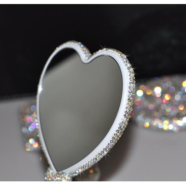 Light Pink Circle Rhinestone Mirror for On-the-Go Touch Ups and Makeup Application