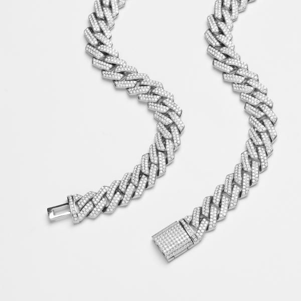 Two Tone 20 Inch Moissanite Hip Hop Chains Two Tone 14mm Cuban Link Chain